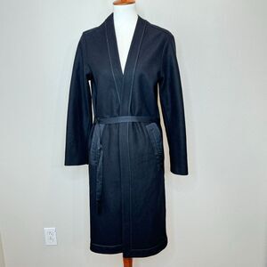 ALL SAINTS Bound Nesi Coat SMALL Italian Wool Blend Navy Midi‎ Pockets Office